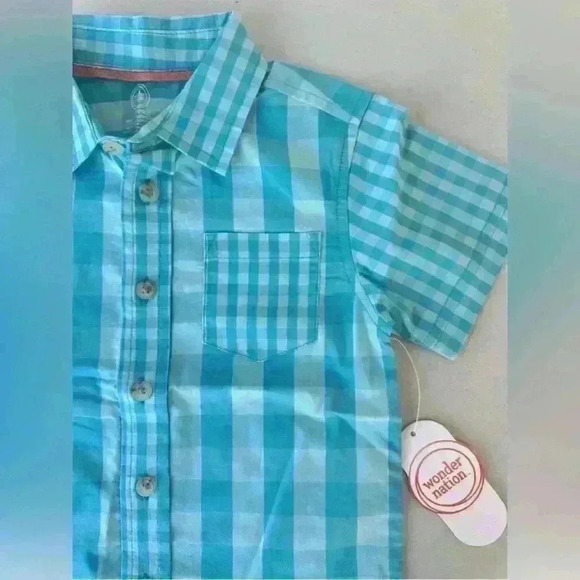 wonder nation Boys White Button Down Short Sleeve Shirt avaie in 2T and 3T - Picture 3 of 6
